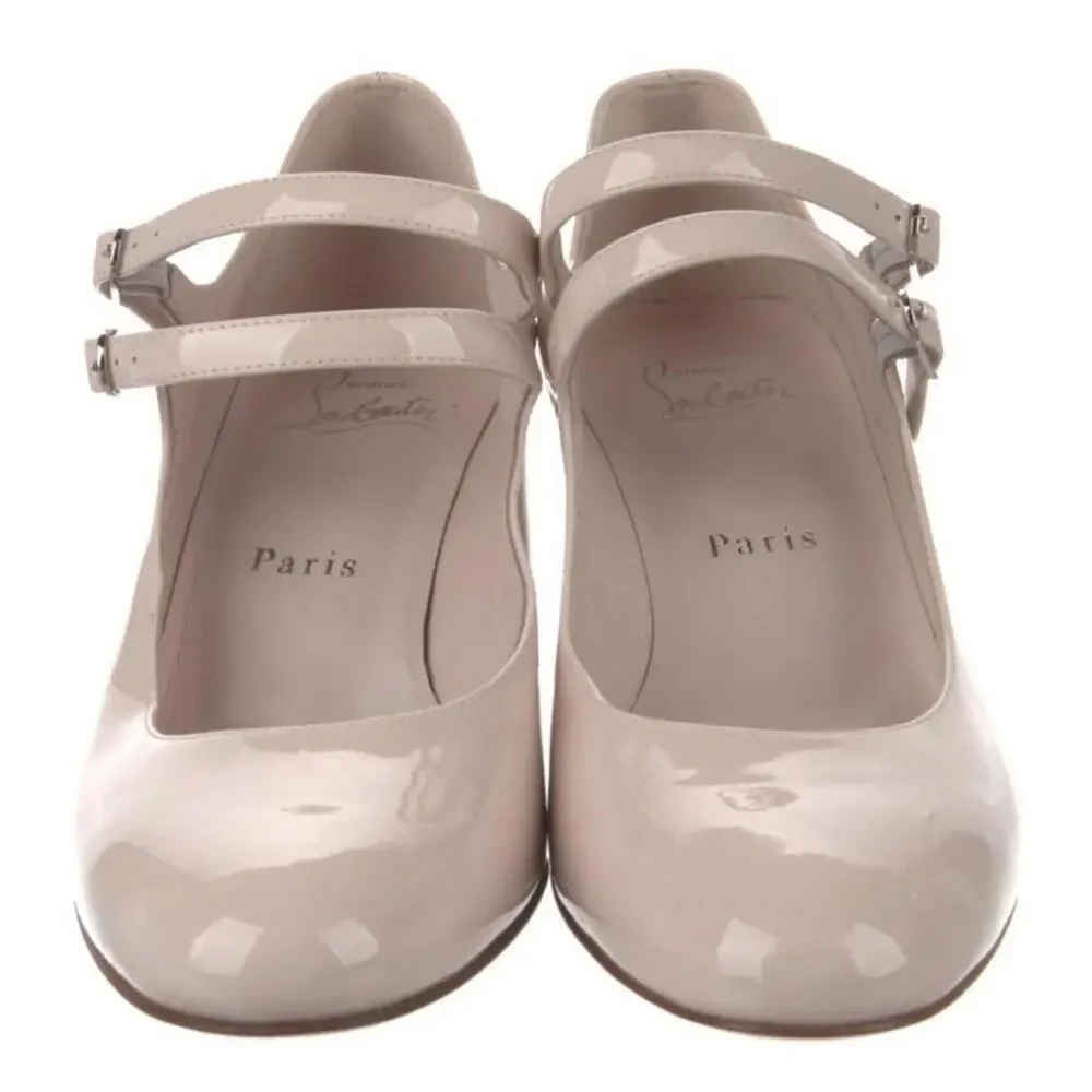 Christian Louboutin Patent Double-Strap Block Heel Pumps - Picture 2 of 4